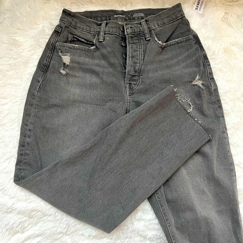 Old Navy Sky-Hi Straight Raw Hem jeans
